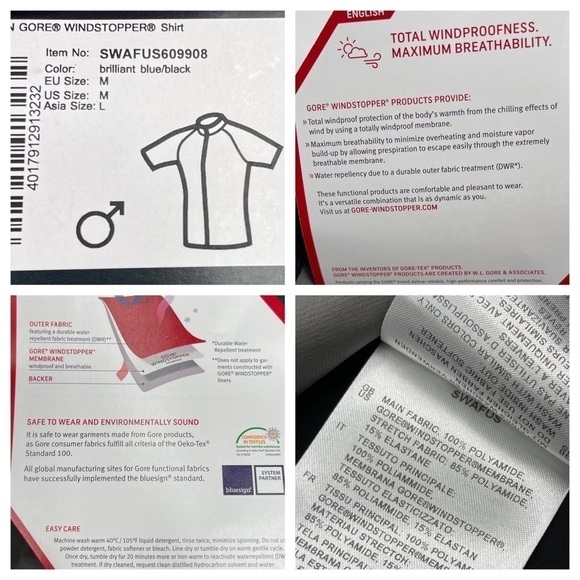 Gore Running Wear Shirt Jacket Windbreaker Running Cycling Workout Outdoor New - Picture 14 of 15